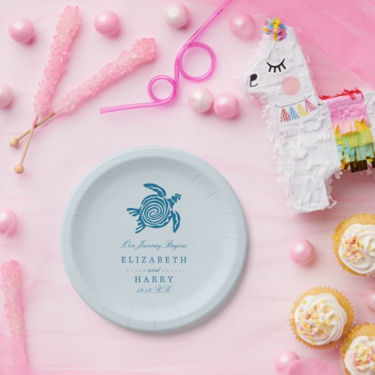 Ocean Zee Turtle, Zee Blue Beach Wedding Papieren Bordje (Feest)