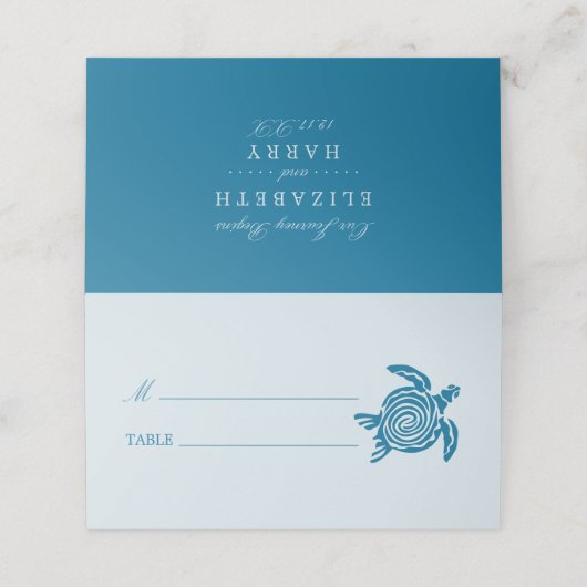 Ocean Zee Turtle, Zee Blue Beach Wedding Plaatskaartje (Buitenkant ongevouwen)