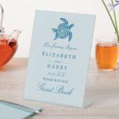 Ocean Zee Turtle, Zee Blue Beach Wedding Reclamebord Met Voetstuk (Insitu)