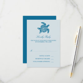 Ocean Zee Turtle, Zee Blue Beach Wedding RSVP Kaartje