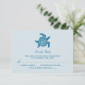 Ocean Zee Turtle, Zee Blue Beach Wedding RSVP Kaartje (Staand voorkant)