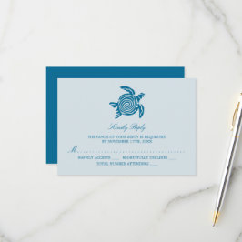 Ocean Zee Turtle, Zee Blue Beach Wedding RSVP Kaartje