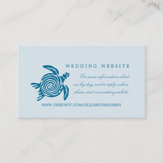 Ocean Zee Turtle, Zee Blue Beach Wedding Website Informatiekaartje (Voorkant)