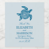 Ocean Zee Turtle, Zee Blue Beach Wedding Wijn Etiket (Enkel label)