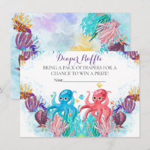 Ocean zee Twins Octopus party Luier Raffle Informatiekaartje
