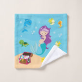 Ocean Zee Vrienden Schattige Cartoon Zeemeermin &  Bad Handdoek (Wasdoekje)