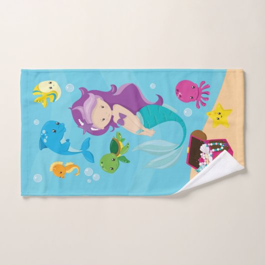 Ocean Zee Vrienden Schattige Cartoon Zeemeermin &  Bad Handdoek (Handdoek)