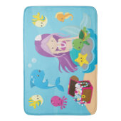 Ocean Zee Vrienden Schattige Cartoon Zeemeermin &  Badmat (Voorkant Verticaal)