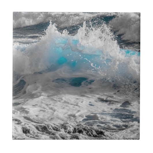 Ocean Zee Wave Ceramic Photo Tile Tegeltje (Voorkant)