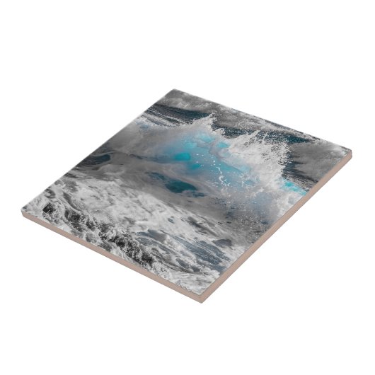 Ocean Zee Wave Ceramic Photo Tile Tegeltje (Zijkant)