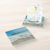 Ocean Zee Wave Home Decor Glazen Onderzetter (Schuin)