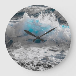 Ocean Zee Wave Round Wall Clock Grote Klok