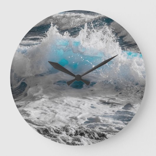 Ocean Zee Wave Round Wall Clock Grote Klok (Voorkant)