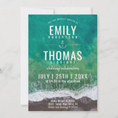 Ocean Zee Waves Beach Sand Nautical Wedding Kaart (Voorkant)