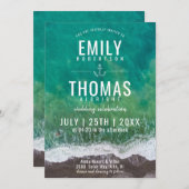 Ocean Zee Waves Beach Sand Nautical Wedding Kaart (Voorkant / Achterkant)