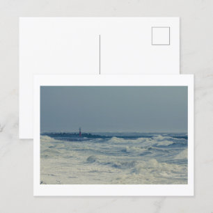 Ocean Zee Waves Stormy Weather Pier Briefkaart