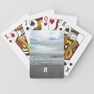 Ocean Zee Waves Water Beach Monogrammed Initiaal Pokerkaarten
