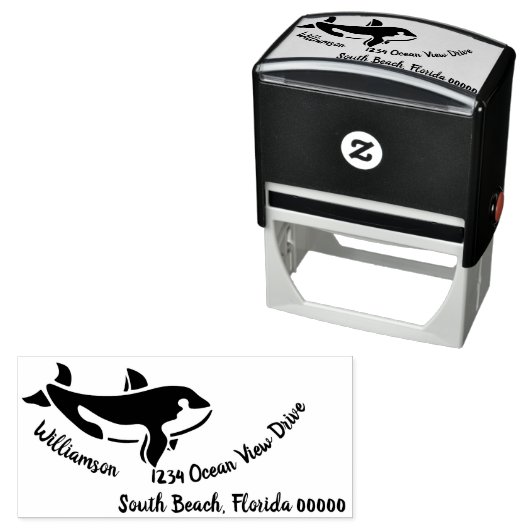 Ocean Zee Whale Island Beach Retouradres Zelfinktende Stempel (In situ)