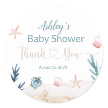 Ocean Zeeschildpad Meisje Dank Je Baby Shower Favo