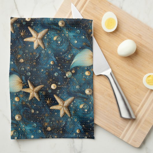 Ocean Zeester Patroon Keukenhanddoek (Quarter Fold)