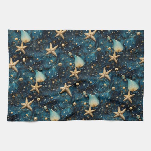 Ocean Zeester Patroon Keukenhanddoek (Horizontaal)