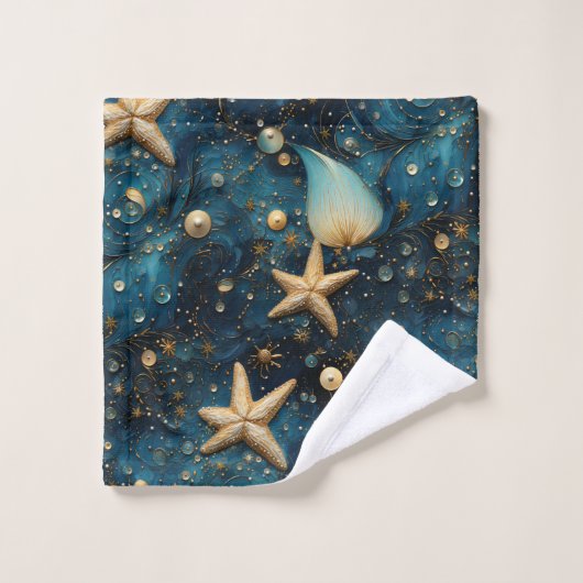 Ocean zeesterren patroon badkamer handdoek set (Wasdoekje)