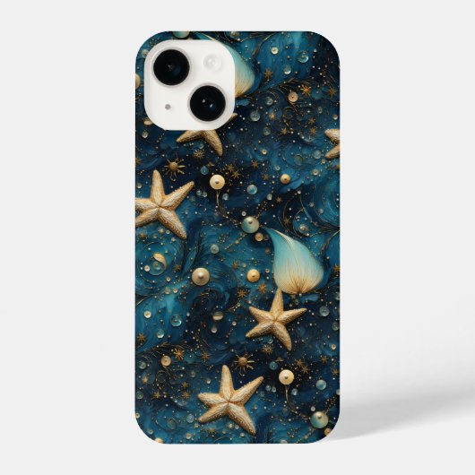 Ocean Zeesterren Patroon iPhone 14 Slim Fit Hoesje (Achterkant)