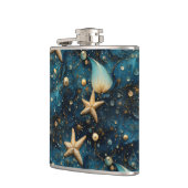 Ocean Zeesterren Patroon Vinyl Verpakte kolf Heupfles (Links)