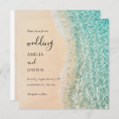 Ocean Zomer Blauw Strand Wit Zand Bruiloft Party Kaart (Voorkant / Achterkant)