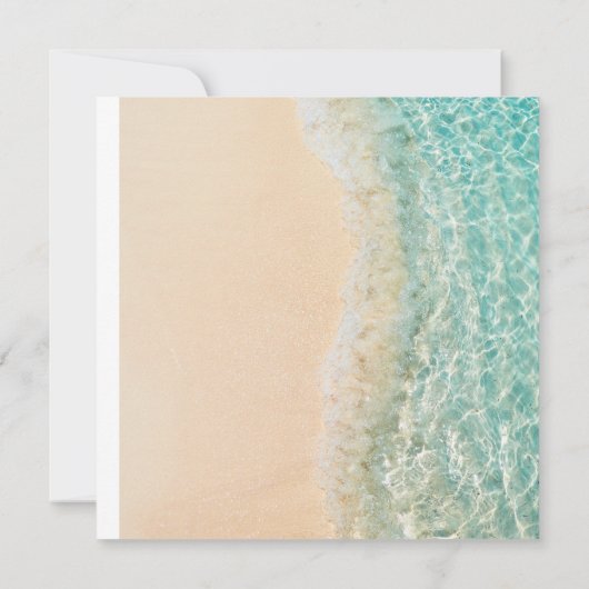 Ocean Zomer Blauw Strand Wit Zand Bruiloft Party Kaart (Achterkant)