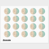 Ocean Zomer Blauw Strand Wit Zand Bruiloft Party Ronde Sticker (Vel)