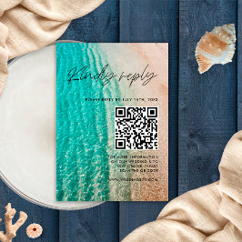 Ocean Zomer Strand Bestemming Huwelijk QR Code RSVP Kaartje