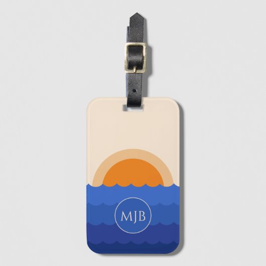 Ocean zonsondergang minimalistische scène bagagelabel (Voorkant (verticaal))