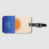 Ocean zonsondergang minimalistische scène bagagelabel (Voorkant (horizontaal))