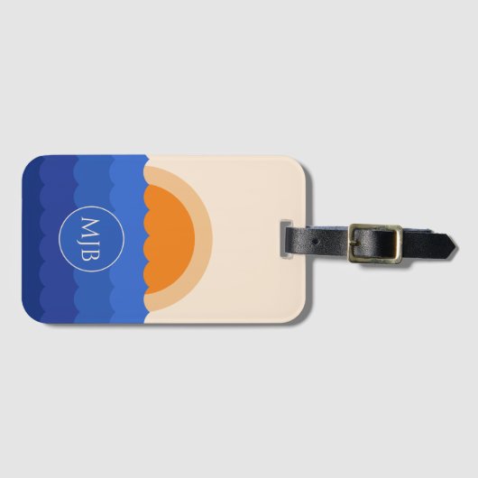 Ocean zonsondergang minimalistische scène bagagelabel (Voorkant (horizontaal))