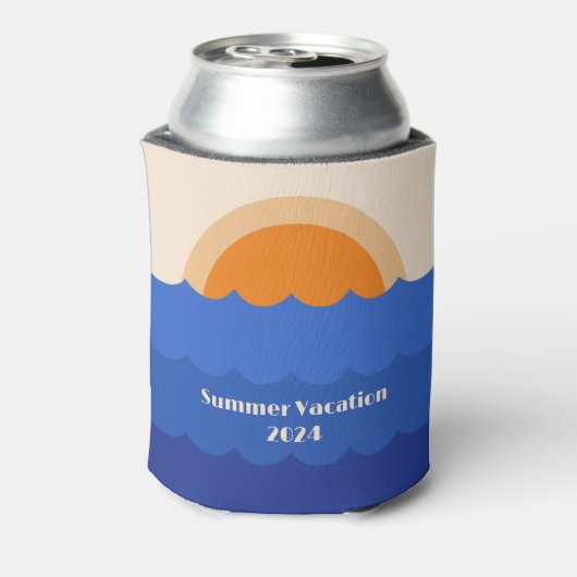 Ocean zonsondergang minimalistische scène blikjeskoeler (Blikje Achterkant)