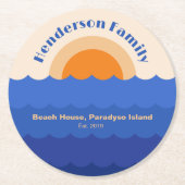 Ocean zonsondergang minimalistische scène ronde kartonnen onderzetter (Voorkant)