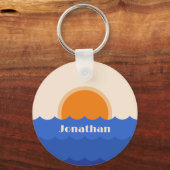 Ocean zonsondergang minimalistische scène sleutelhanger (Voorkant)