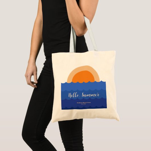Ocean zonsondergang minimalistische scène tote bag (Voorkant (product))