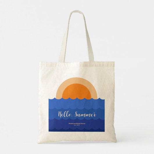 Ocean zonsondergang minimalistische scène tote bag (Achterkant)