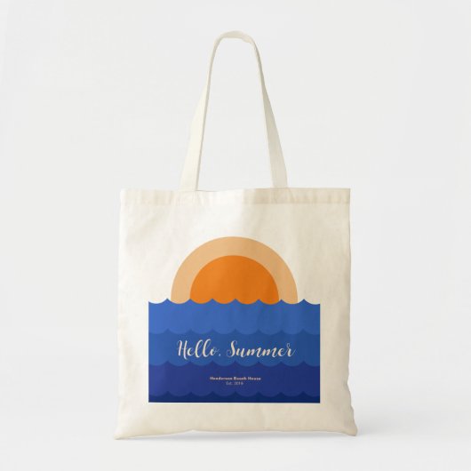 Ocean zonsondergang minimalistische scène tote bag (Voorkant)