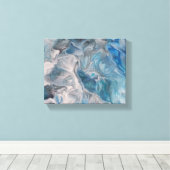 Oceanblauw, Abstract Canvasprint met Vloeibare Kun Canvas Afdruk (Insitu (Houten vloer))