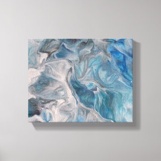 Oceanblauw, Abstract Canvasprint met Vloeibare Kun Canvas Afdruk