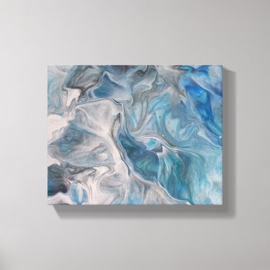 Oceanblauw, Abstract Canvasprint met Vloeibare Kun Canvas Afdruk (Voorkant)
