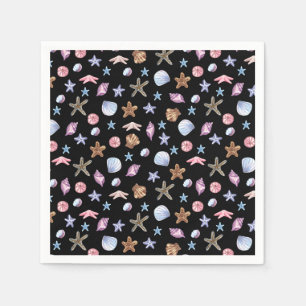 Oceanblauw en Paarse Zomer Zeester en Schelp Servet