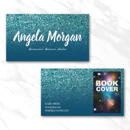 Oceanblauw en turquoise ombre glitter foto auteur visitekaartje