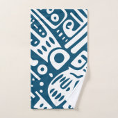 Oceanblauw en witte Doodles 3 van 4 Bad Handdoek (Handdoek)