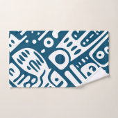 Oceanblauw en witte Doodles 3 van 4 Bad Handdoek (Handdoek)