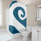 Oceanblauw en witte kronkelende golf douchegordijn (In situ)