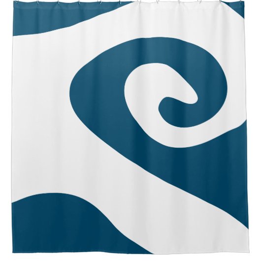 Oceanblauw en witte kronkelende golf douchegordijn (Voorkant)
